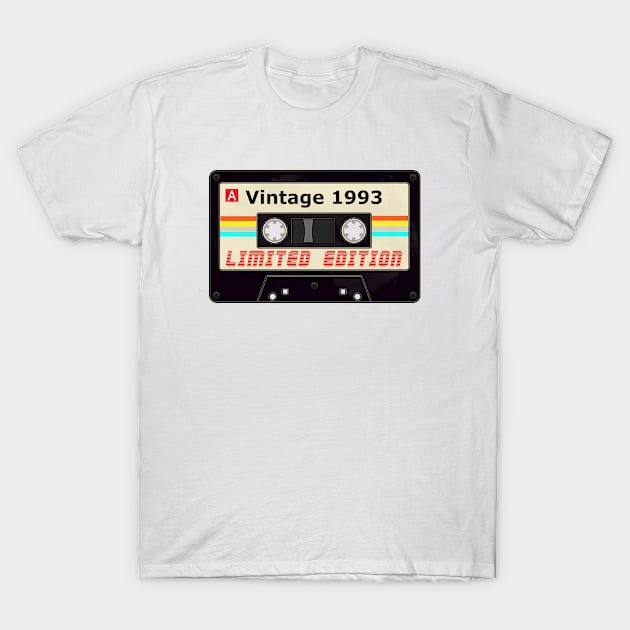 Vintage 1993 Limited Edition Tee Retro Cassette Tape T-Shirt by jonathanptk